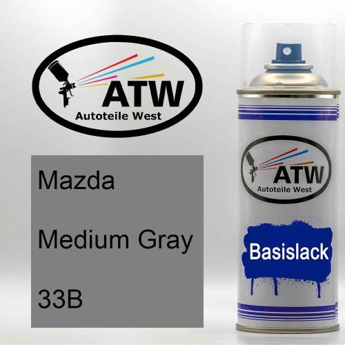 Mazda, Medium Gray, 33B: 400ml Sprühdose, von ATW Autoteile West.